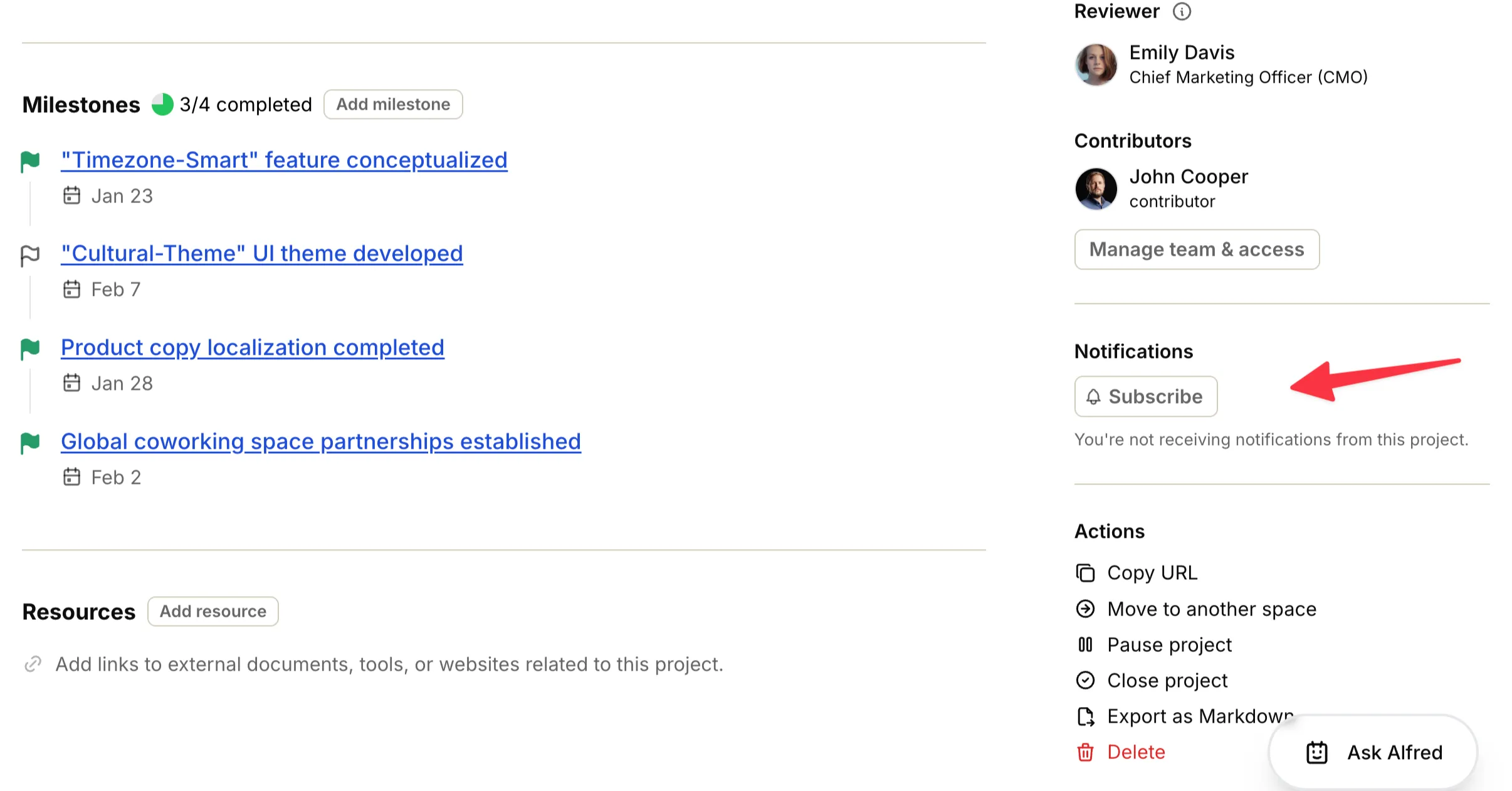 Screenshot: Home screen with spaces grid and activity feed